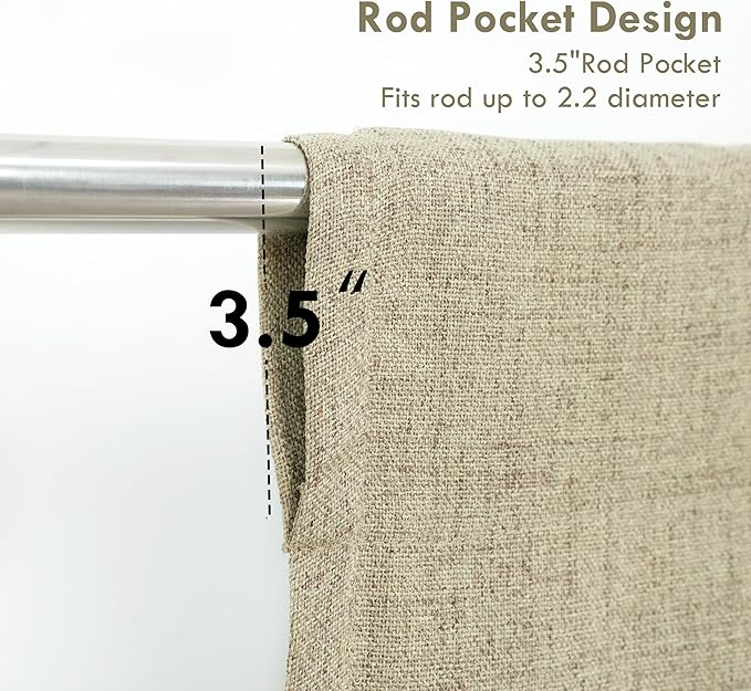 DriftAway Double Layer Linen Blackout Tie Up Curtains Thermal Insulated Fully - Image 3