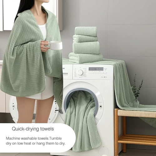 18 Piece Family Bath Towel Set Include 6 Bath Towels, 6 Hand Towels and 6 - Image 2