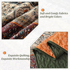 WONGS BEDDING Boho Queen Quilt Set, Fall Lightweight Bed Decor Bedspread - Image 4