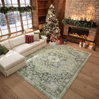 5×7 Machine Washable Rug for Living Room, Boho Vintage 5×7 Area Rug，Distressed - Image 3