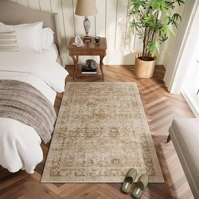 Washable 4x6 Rugs for Living Room, Boho Non-Slip Vintage Distress Small Rugs - Image 2