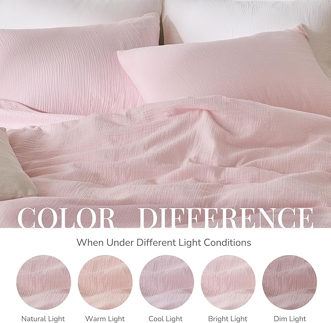 Pink Duvet Cover Queen Size, 100% Sandwashed Cotton Soft Queen Duvet Cover Set - Image 8