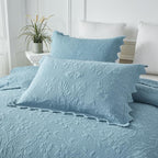 Brandream Luxury 100% Cotton Quilt Set King Size Blue Floral Vine Matelasse - Image 5