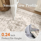 Area Rug 4x6 Beige Washable Office Entryway Vintage Medallion Carpet Non Slip - Image 3