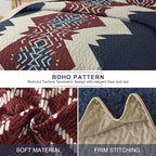 Dintszyayue Blue and Red Quilt Set King Size Boho, 3 Piece Aztec Texture - Image 4