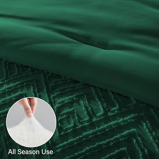 Zzlpp Queen Comforter Set 7 pieces, Emerald Green Tufted Bed in a Bag - Image 6