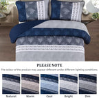 DJY Stripe Quilt Set Queen Size Navy Blue Bedspread Coverlet Set 3 Pieces Boho - Image 4