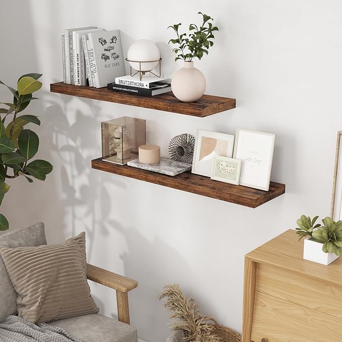 40 Inch Floating Shelves for Wall, 9.3 Inch Deep Shelves for Books & Decor - Image 2