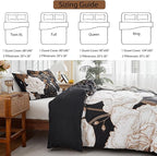 mixinni Floral Duvet Cover Queen Size, 3 Pieces White Flowers and Gold Leaves - Image 4