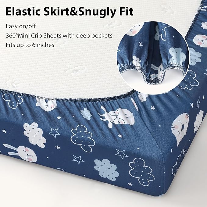 Baby Mini Crib Sheets Boy, Portable 38”x26” Pack and Play Sheets Fitted - Image 7