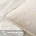 MIULEE Decorative Linen Euro Sham Pillow Covers 24x24 Natural Beige Boho - Image 2