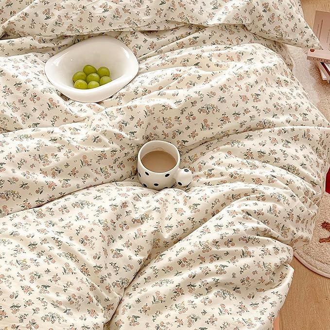 mixinni Boho Floral Girls Duvet Cover Set King Size Soft Cotton Comforter Cover - Image 5