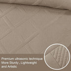 Exclusivo Mezcla Quilt Set Oversized King Size, 3 Pieces Taupe Cal King Quilt - Image 4
