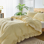 Gingham Duvet Cover King Size, 3 Pieces Soft Breathable Microfiber Plaid - Image 7
