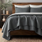 EVERGRACE Cross Stitch Pre-Washed Cotton Quilt Bedding Set King Size, Oversized by EVERGRACEHOME
