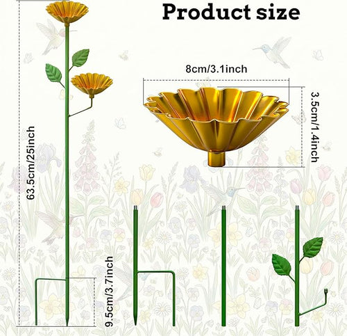 2 Pack Bee Watering Station, Metal Flower Garden Stakes - Image 2