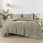 Andency Oatmeal Comforter Set Full Size, Boho Soft Warm Tufted Bedding by Andency