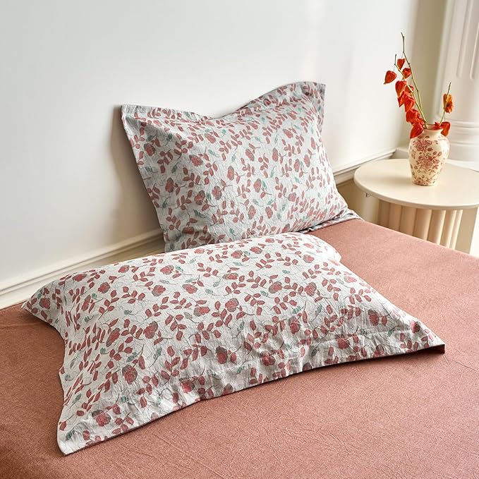 mixinni King Size Jacquard Duvet Cover Set – 100% Washed Cotton Floral Textured - Image 9