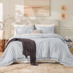 Andency Light Grey Comforter Set California King, 3 Pieces Boho Tassel - Image 2