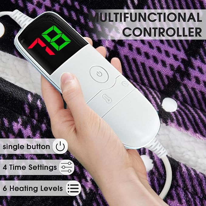 Purple Heated Blanket Electric Throw, 50X60 Heating Throw - Image 3