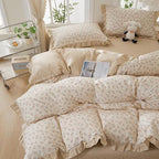 mixinni Beige Floral Duvet Cover Twin XL Size, 100% Cotton Cute Strawberry - Image 5