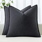 MIULEE Decorative Linen Pillow Covers 18x18 Inch Dark Gray ​Boho Farmhouse​ by MIULEE