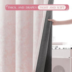 Beauoop Pink Floral Jacquard Blackout Curtains 90 Inches Long 2 Panels - Image 6