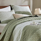 Andency Queen Quilt Bedding Set Weat Green, 3 Pieces Patchwork Summer Striped - Image 9