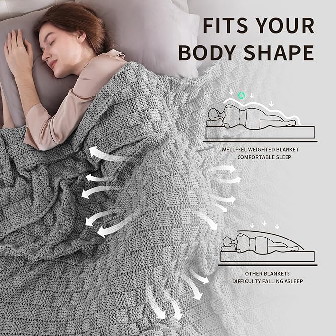 Knitted Weighted Blanket for Adult, No Beads Heavy Blanket 48” x 72'' 12lbs - Image 3
