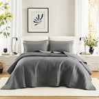 Comfort Spaces Charcoal Oversized King Quilt Set 120"x118" Bedspread Quilted by ComfortSpaces