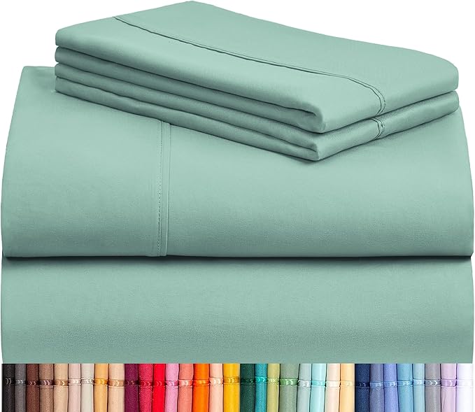 LuxClub 4 PC California King Sheet Set, Breathable Luxury Bed Sheets, Deep - Image 9