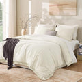 Andency Oversized King Size Comforter Set Ivory 128x120, 3 Pieces Boho Soft by Andency