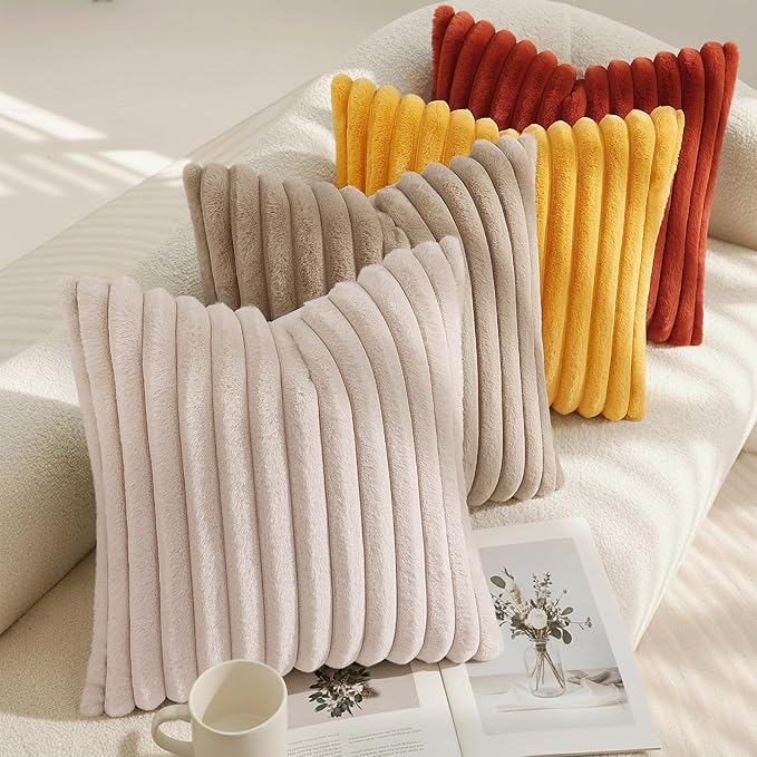 decorUhome Summer Cozy Faux Fur Throw Pillow Covers 20x20 Set of 2 Decorative - Image 7