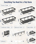 8 Pack Adhesive Rustproof Shower Shelves - Image 8
