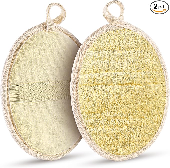 2PCS Natural Exfoliating Loofah Body Scrubber, Premium Loofah Exfoliating Body by Xeiophoy