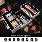 FRENESSA Makeup Train Case Cosmetic Box Portable Makeup Case Organizer 4 Trays - Image 7