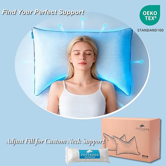 Cooling Pillow King Size, Shredded Memory Foam Adjustable Loft, Slow Rebound - Image 5