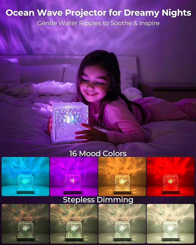 2-Pack Rechargeable Shower Lights, 16 Color Ocean Wave Projector Light Cordless - Image 3