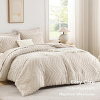 Andency Oversized Super King Plus Comforter Set 128x120 Beige, Extra Large King - Image 3