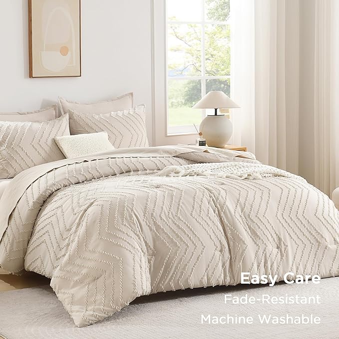 Andency Comforter Full Size Set, 3 Pieces Aesthetic Chevron Farmhouse Cute - Image 3