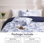 LONAVA King Botaincal 3 Pcs Duvet Cover Set, Breathable Soft Microfiber Navy - Image 6