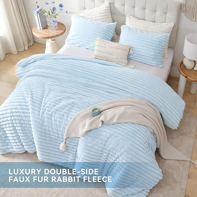 Smoofy Fluffy Queen Size Comforter Set 3 Pieces - Image 4