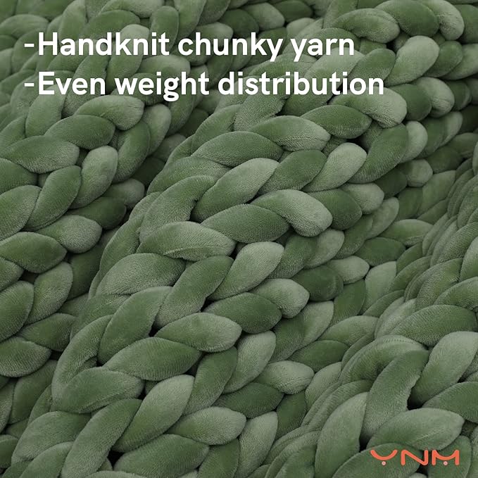 YnM Velvet Knitted Weighted Blanket, Hand Made Chunky Knit Weighted Throw - Image 2