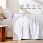Love's cabin Queen Size Cotton Quilt Set, 100% Cotton Fabric Striped Textured - Image 5