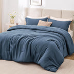 Love's cabin Navy Blue King Size Comforter Set, 3-Piece Prewashed Bed Set by Lovescabin