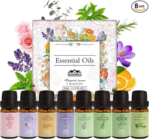 8 Pcs 100% Pure Floral Essential Oils Set by Unknown