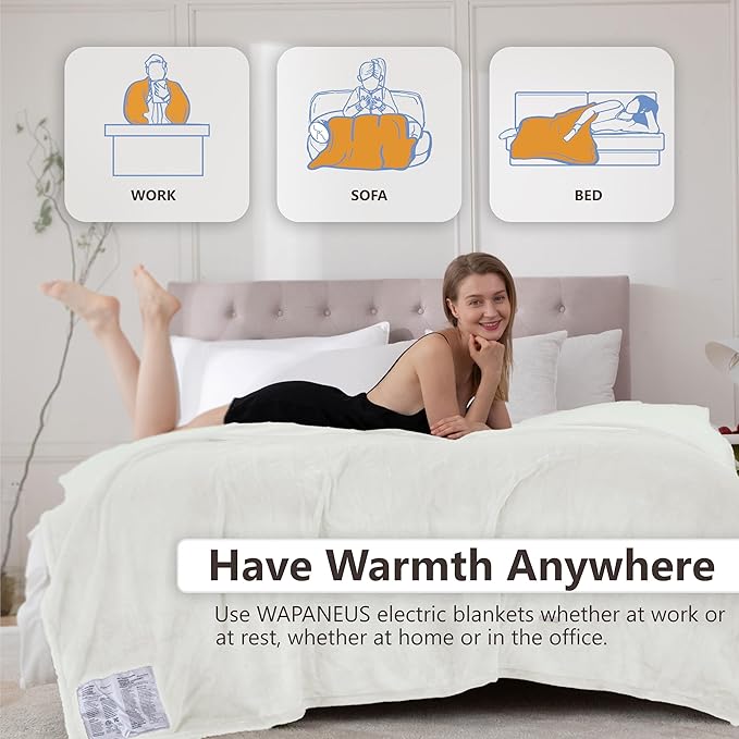 Wapaneus Heated Blanket Electric Queen Size 84"x90"-Dual Control - Image 4