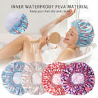 Shower Caps for Women, Double Layers Shower Cap Reusable Waterproof, Bathing - Image 8