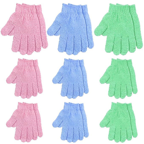 6 Pairs Exfoliating Gloves for Shower, Body Scrubber Mitts in Blue, Korean by Xinjoduz