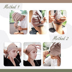 myHomeBody Hair Towel Wrap, Luxury Quick Drying Turban, Ultra Soft Absorbent - Image 4